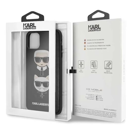 Karl Lagerfeld Karl és Choupette mintás bőrhatású tok, hátlap iPhone 11 Pro Max