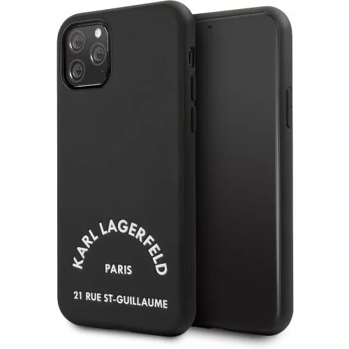 Karl Lagerfeld Paris feliratos szilikon tok, hátlap FEKETE iPhone 11 Pro Max