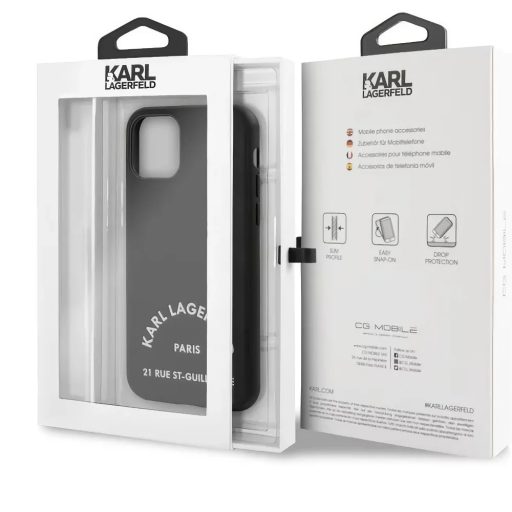 Karl Lagerfeld Paris feliratos szilikon tok, hátlap FEKETE iPhone 11 Pro Max
