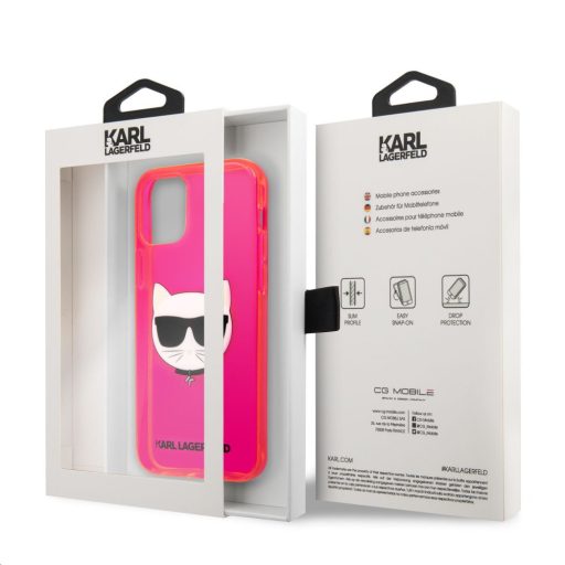 Karl Lagerfeld choupette mintás tok, hátlap PINK iPhone 12 Pro Max