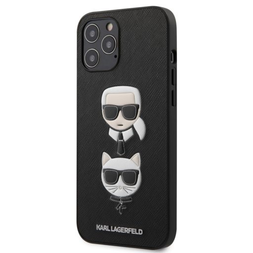 Karl Lagerfeld karl és choupette mintás tok, hátlap FEKETE iPhone 12 Pro Max