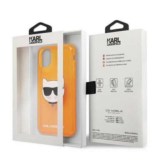 Karl Lagerfeld choupette mintás tok, hátlap NARANCS iPhone 12 / 12 Pro