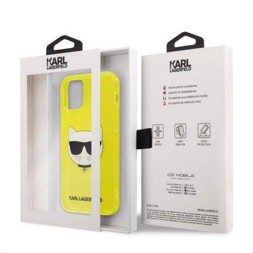Karl Lagerfeld choupette mintás tok, hátlap SÁRGA iPhone 12 / 12 Pro