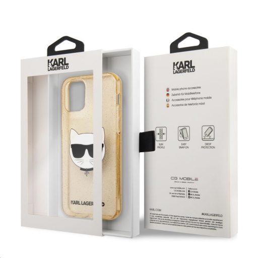 Karl Lagerfeld choupette mintás tok, hátlap ARANY iPhone 12 / 12 Pro