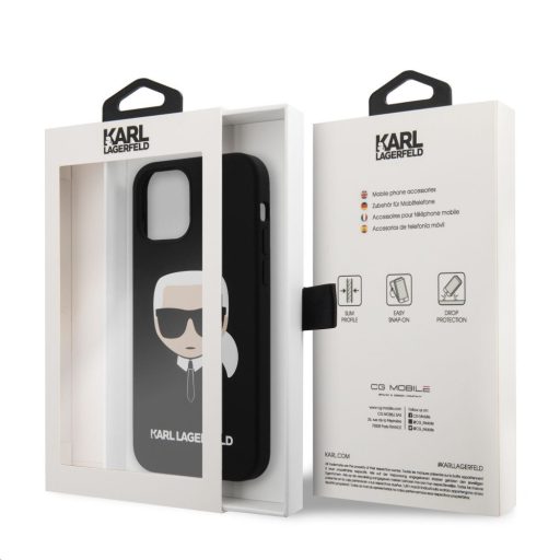 Karl Lagerfeld karl mintás szilikon soft-touch tok, hátlap fekete iPhone 12 mini