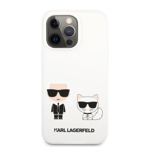 Karl Lagerfeld karl és choupette mintás Fehér iPhone 13 Pro tok, hátlap