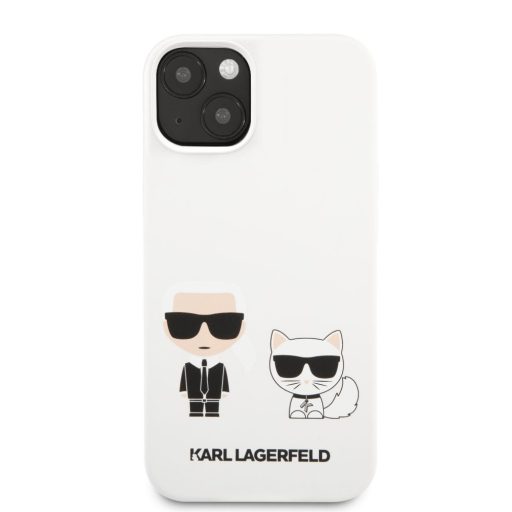 Karl Lagerfeld karl és choupette mintás Fehér iPhone 13 Mini tok, hátlap