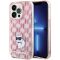 Karl Lagerfeld Monogram Choupette Apple iPhone 15 Pro hátlap tok, rózsaszín KLHCP15LHNCMKLP