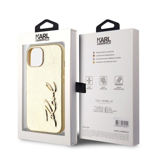 Karl Lagerfeld tok arany csillogós KLHCP15SPFMFBKMD Apple Iphone 15 készülékhez