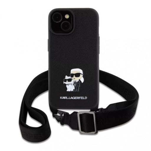 Karl Lagerfeld tok + crossbody strap fekete KLHCP15SSAKCPBK Apple Iphone 15 készülékhez