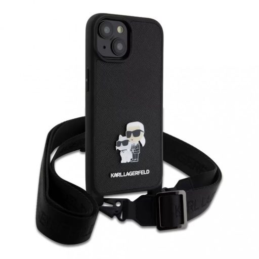 Karl Lagerfeld tok + crossbody strap fekete KLHCP15SSAKCPBK Apple Iphone 15 készülékhez