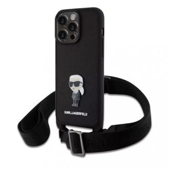   Karl Lagerfeld tok + crossbody strap fekete KLHCP15XSASKNPBK Apple Iphone 15 készülékhez
