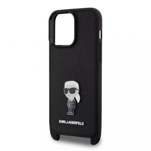 Karl Lagerfeld tok + crossbody strap fekete KLHCP15XSASKNPBK Apple Iphone 15 készülékhez