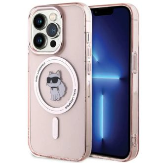   Karl Lagerfeld IML Choupette MagSafe Apple iPhone 15 Pro hátlap tok, rózsaszín KLHMP15LHFCCNOP