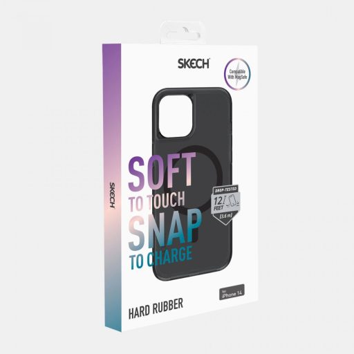Skech Hard Rubber MagSafe fekete ütésálló iPhone 15 Plus tok, hátlap