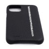 Cango & Rinaldi iPhone 11 Pro fekete bőr tok fehér Swarovski kristályokkal