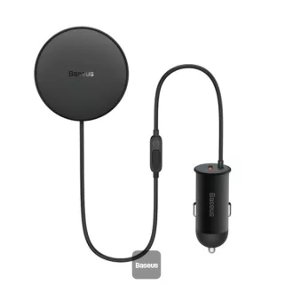   Baseus CW01 Magsafe autós tartó, szellőzőrácsba, wireless gyorstöltő, fekete, 15W, Szivargyujtó adapterrel