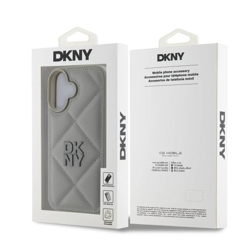 DKNY Apple iPhone 16 hátlap tok, szürke, dkhcp16spqdslg