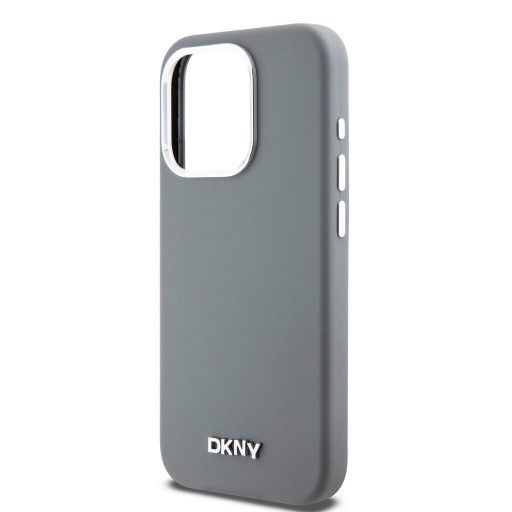 DKNY Liquid Silicone Small Metal Logo  Apple iPhone 15 Pro Magsafe hátlap tok, szürke, dkhmp15lsmchlg