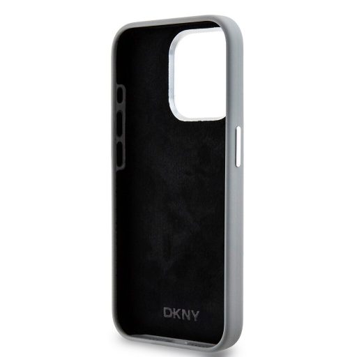 DKNY Liquid Silicone Small Metal Logo  Apple iPhone 15 Pro Magsafe hátlap tok, szürke, dkhmp15lsmchlg