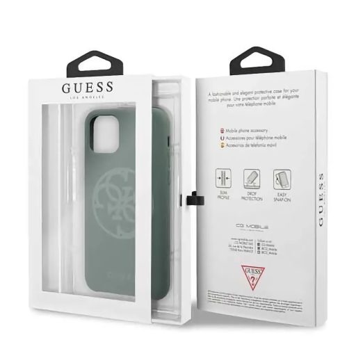 Guess iPhone 11 Pro mintás szilikon soft-touch tok, hátlap ZÖLD