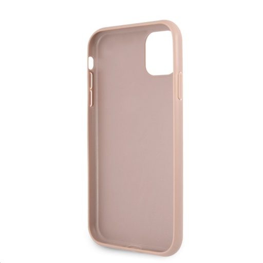 Guess logós szövet hatású tok, hátlap RÓZSASZÍN iPhone 11