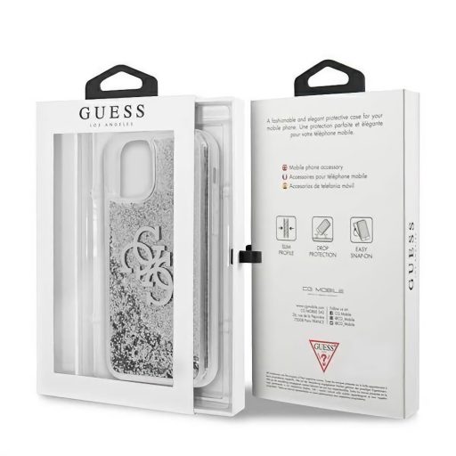Guess glitteres folyós szilikon tok, hátlap EZÜST iPhone 11