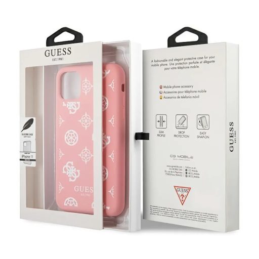 Guess logós szilikon soft-touch tok, hátlap PINK iPhone 11 