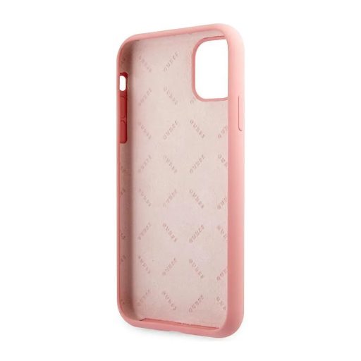Guess logós szilikon soft-touch tok, hátlap RÓZSASZÍN iPhone 11 
