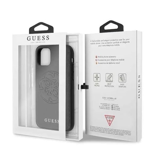 Guess logós Bőrhatású tok, hátlap FEKETE iPhone 11