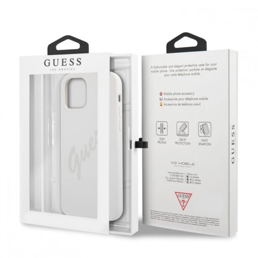 Guess feliratos szilikon soft-touch tok, hátlap FEHÉR iPhone 12 Mini