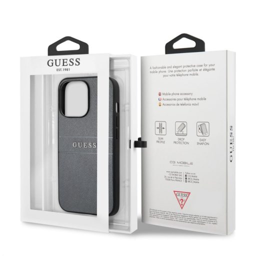 Guess bőrhatású SZÜRKE iPhone 13 Pro tok, hátlap