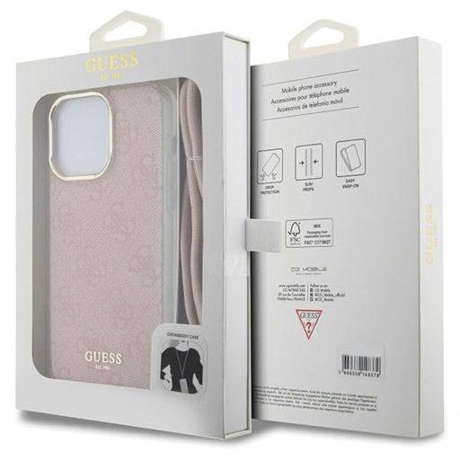 Guess tok + crossbody strap Pink Apple Iphone 15 Pro Max készülékhez guhcp15lhc4sep