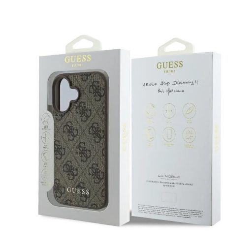 Guess 4G Ring Classic Logo Apple iPhone 16 Plus hátlap tok, barna guhcp16mg4gfbr