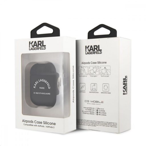 Karl Lagerfeld Paris feliratos Apple Airpods tok FEKETE
