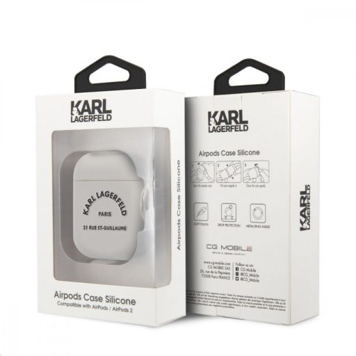 Karl Lagerfeld Paris feliratos Apple Airpods tok FEHÉR