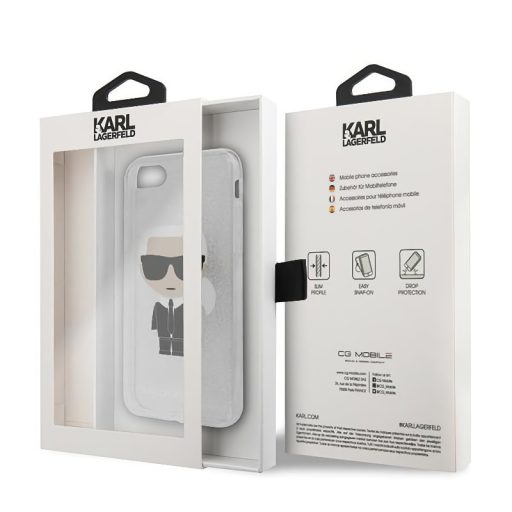 Karl Lagerfeld csillogós ezüst tok, hátlap iPhone 8 / 7 / SE