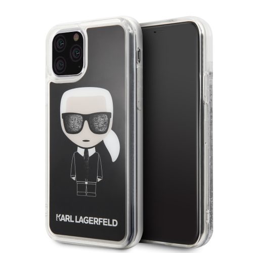 Karl Lagerfeld Karl mintás glitteres folyós szilikon tok, hátlap iPhone 11 Pro