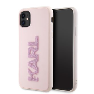   Karl Lagerfeld feliratos glitteres folyós szilikon tok, hátlap PINK iPhone 11 klhcn613dmbkcp