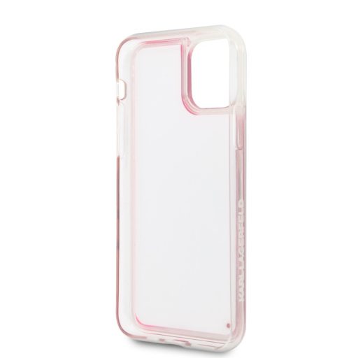 Karl Lagerfeld Paris feliratos glitteres folyós szilikon tok, hátlap PINK iPhone 11
