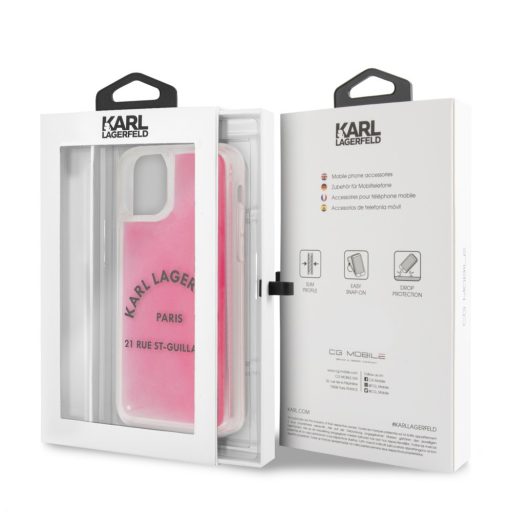 Karl Lagerfeld Paris feliratos glitteres folyós szilikon tok, hátlap PINK iPhone 11