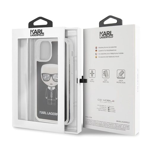 Karl Lagerfeld Karl mintás glitteres folyós szilikon tok, hátlap iPhone 11