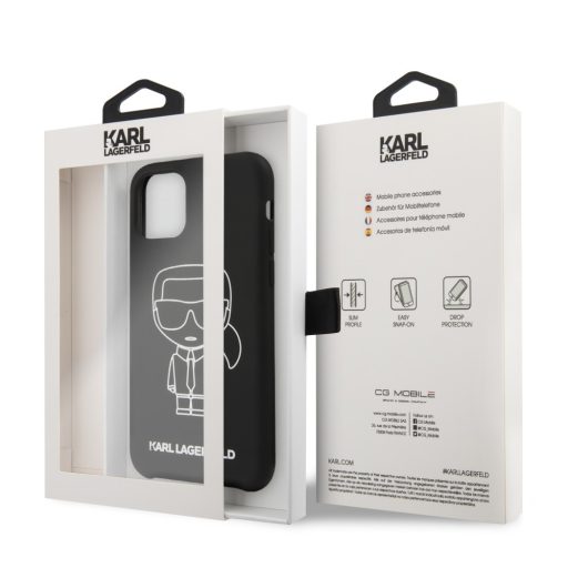 Karl Lagerfeld mintás szilikon soft-touch tok, hátlap FEKETE iPhone 11