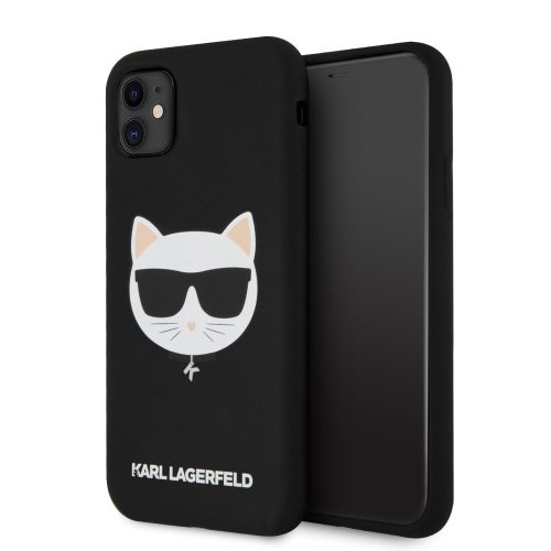 Karl Lagerfeld Choupette iPhone 11 szilikon soft-touch tok, hátlap FEKETE