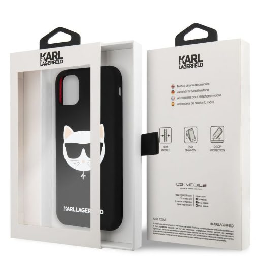 Karl Lagerfeld Choupette iPhone 11 szilikon soft-touch tok, hátlap FEKETE