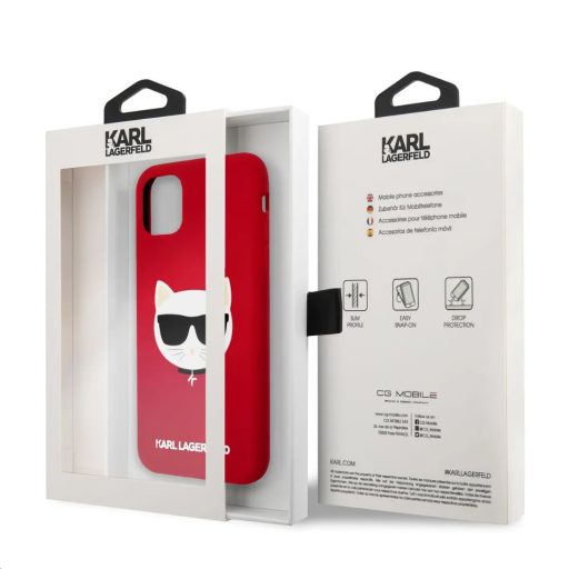 Karl Lagerfeld Choupette iPhone 11 szilikon soft-touch tok, hátlap PIROS