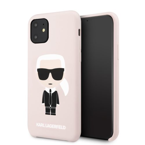 Karl Lagerfeld iPhone 11 szilikon soft-touch tok, hátlap RÓZSASZÍN