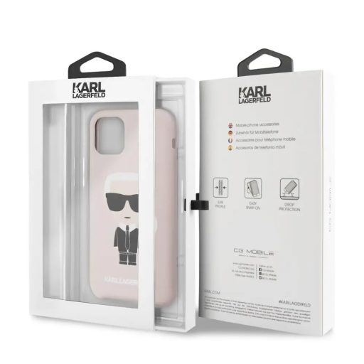 Karl Lagerfeld iPhone 11 szilikon soft-touch tok, hátlap RÓZSASZÍN
