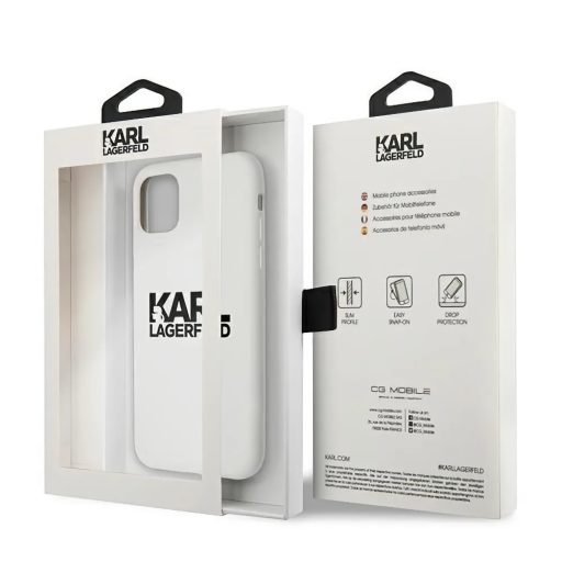 Karl Lagerfeld logós iPhone 11 szilikon soft-touch tok, hátlap FEHÉR