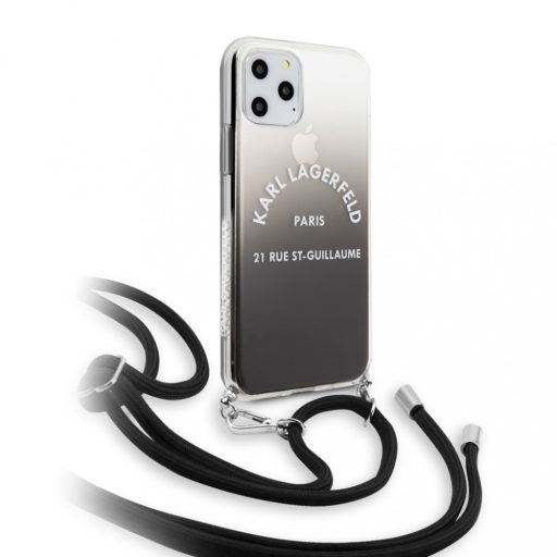 Karl Lagerfeld Paris feliratos szilikon tok, hátlap vállpánttal iPhone 11
